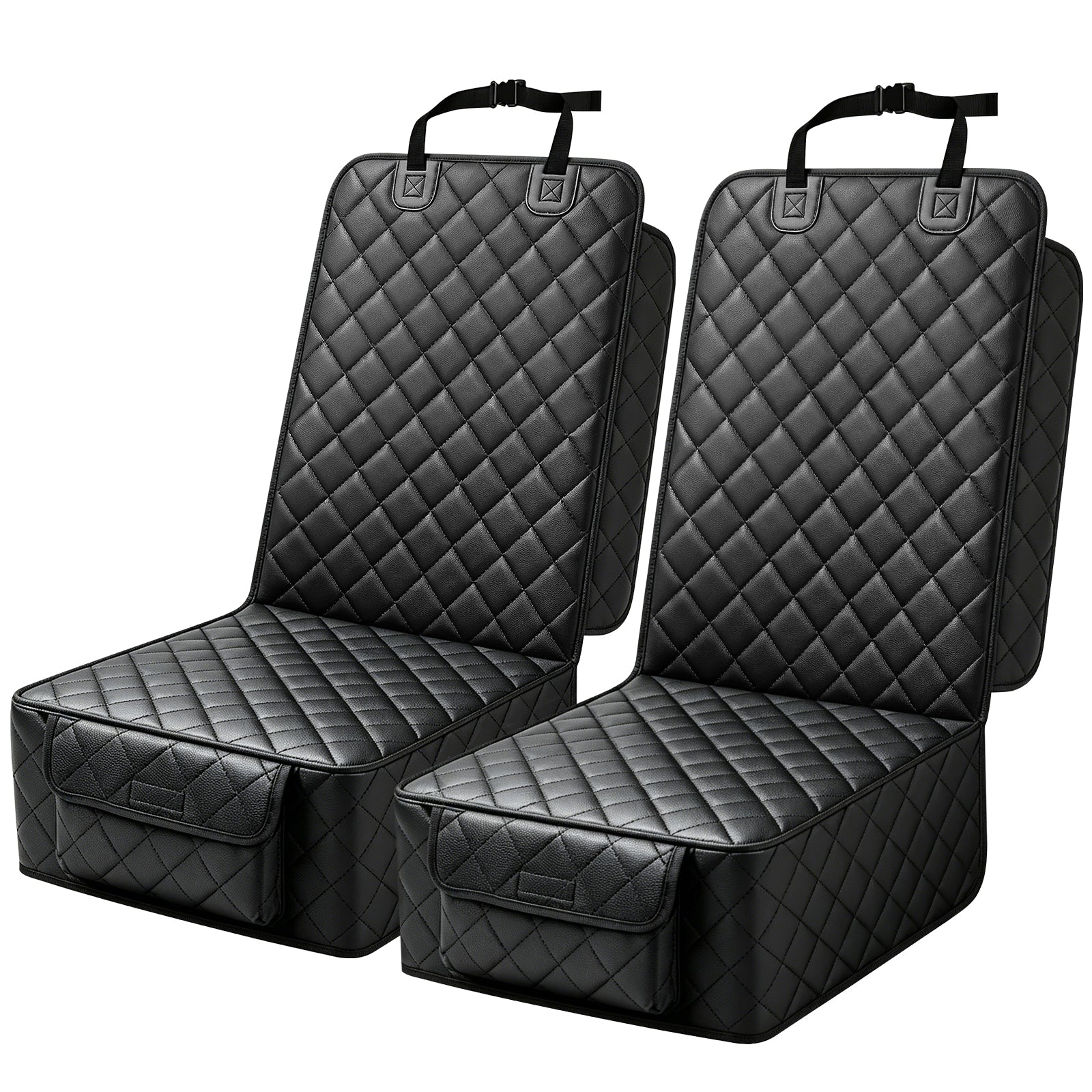 PETICON Front Seat Car Cover 2 Pack, Waterproof PU Leather Dog Car Seat Cover with Side Flaps, Nonslip Scratchproof Captain Chair Seat Cover Fits for Cars, Trucks, SUVs, Jeep