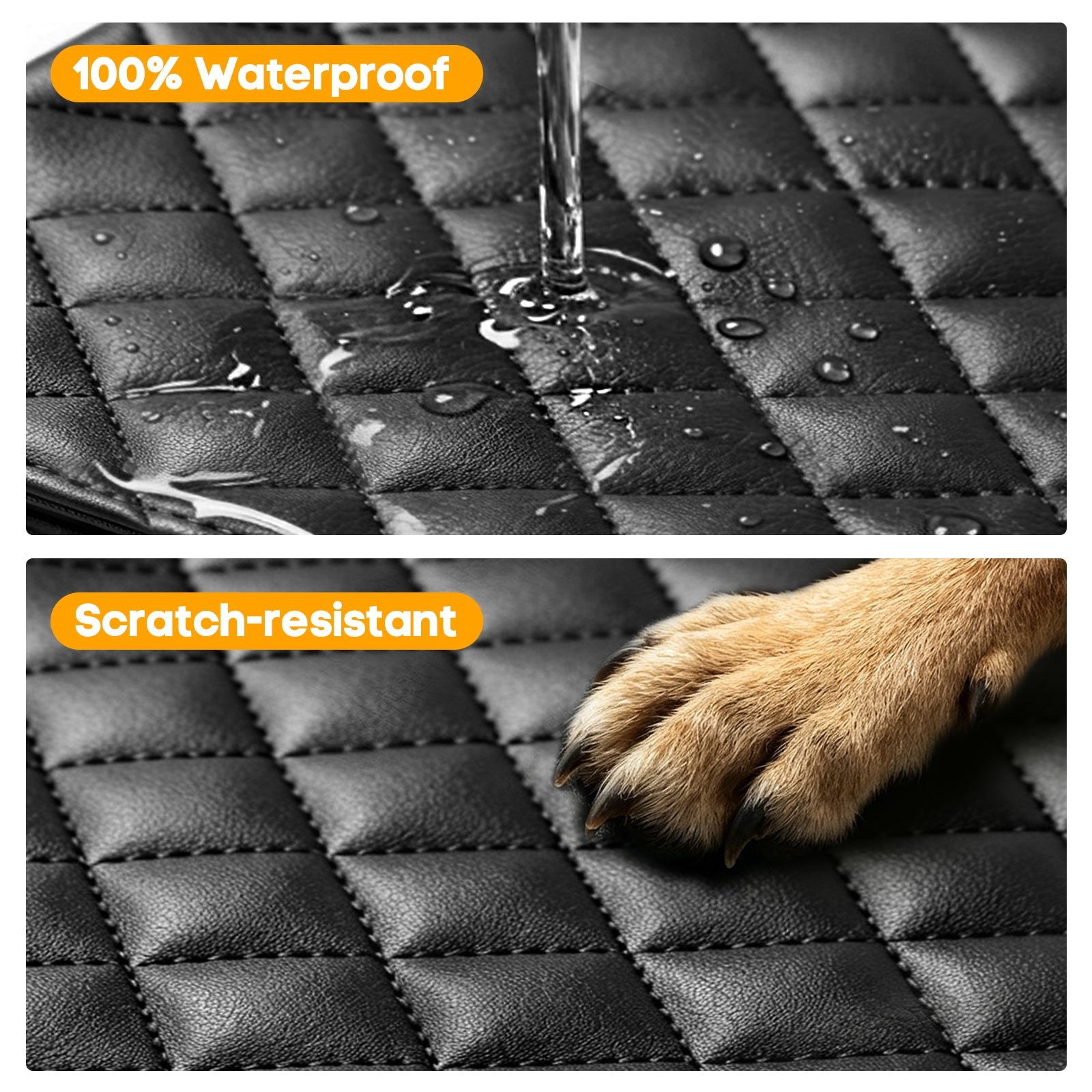 PETICON Front Seat Car Cover 2 Pack, Waterproof PU Leather Dog Car Seat Cover with Side Flaps, Nonslip Scratchproof Captain Chair Seat Cover Fits for Cars, Trucks, SUVs, Jeep