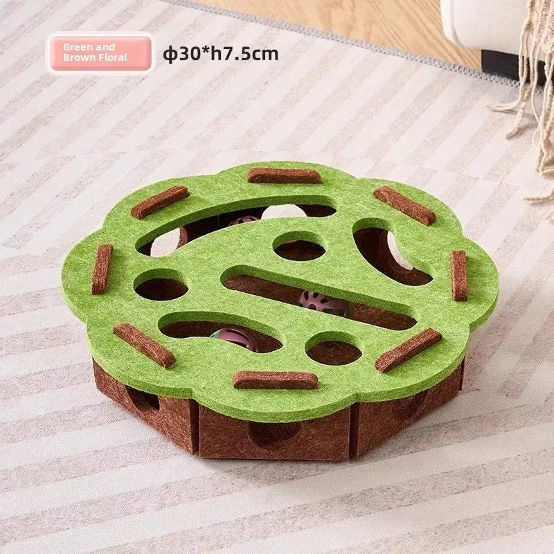 Cat Puzzle Toy Felt Play Box – Interactive Indoor Exercise Toy with Ball