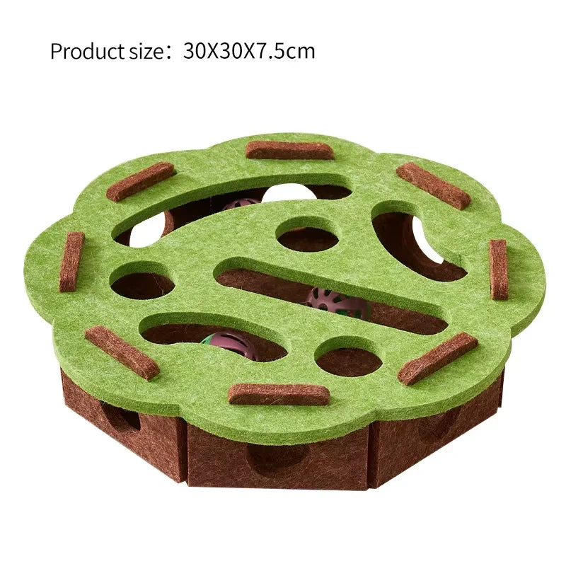 Cat Puzzle Toy Felt Play Box – Interactive Indoor Exercise Toy with Ball