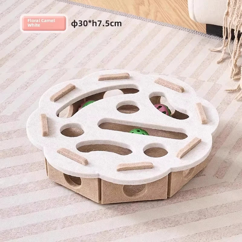 Cat Puzzle Toy Felt Play Box – Interactive Indoor Exercise Toy with Ball