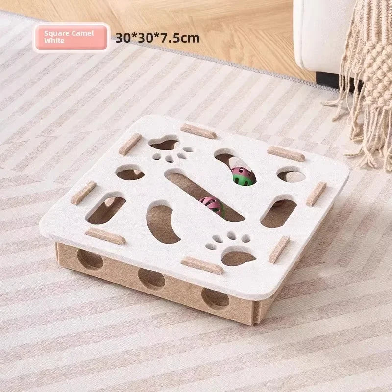 Cat Puzzle Toy Felt Play Box – Interactive Indoor Exercise Toy with Ball