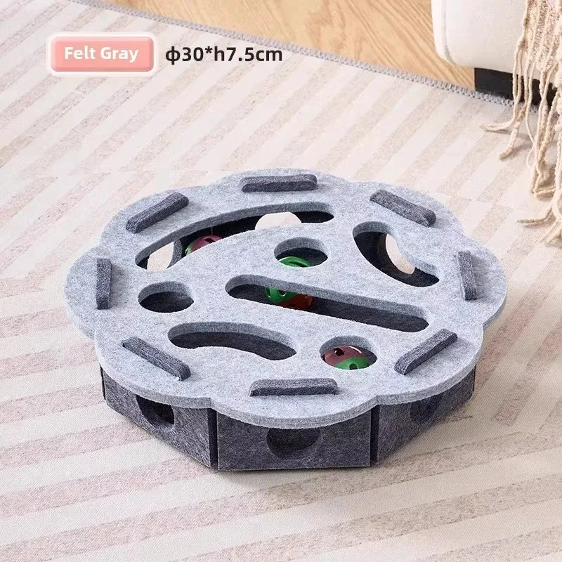 Cat Puzzle Toy Felt Play Box – Interactive Indoor Exercise Toy with Ball