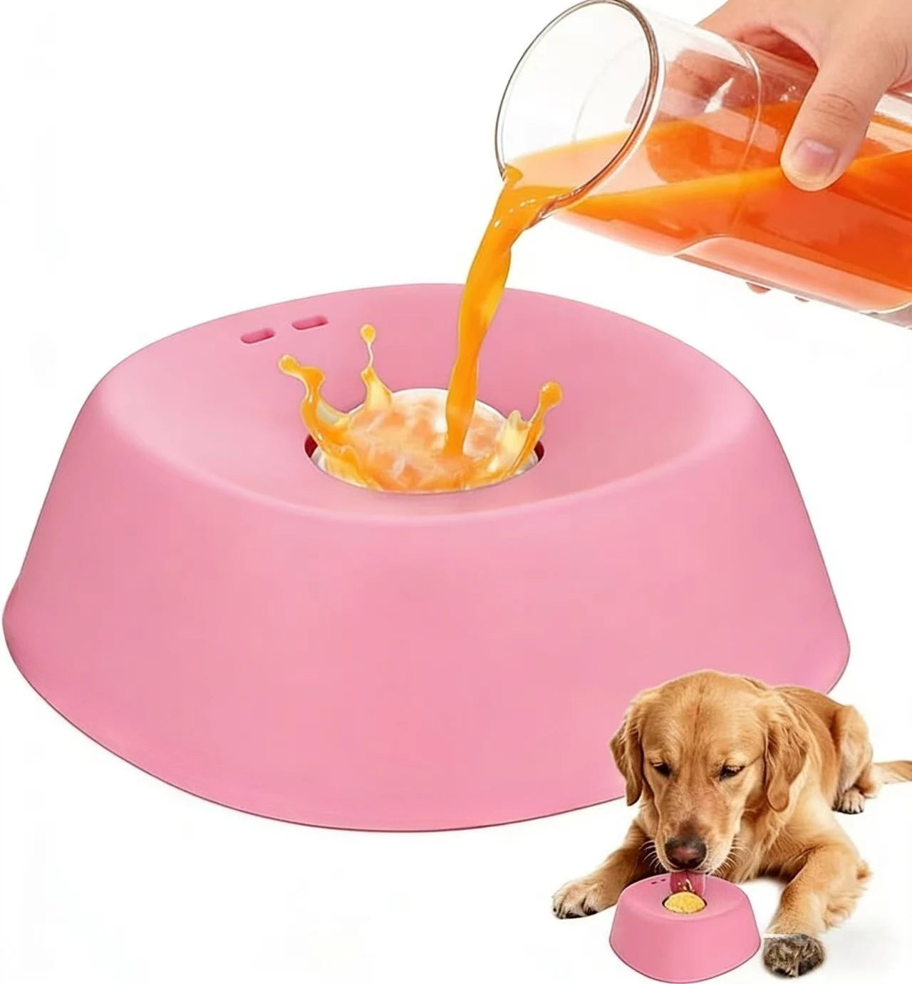 Dog Licking Bowl with Ball