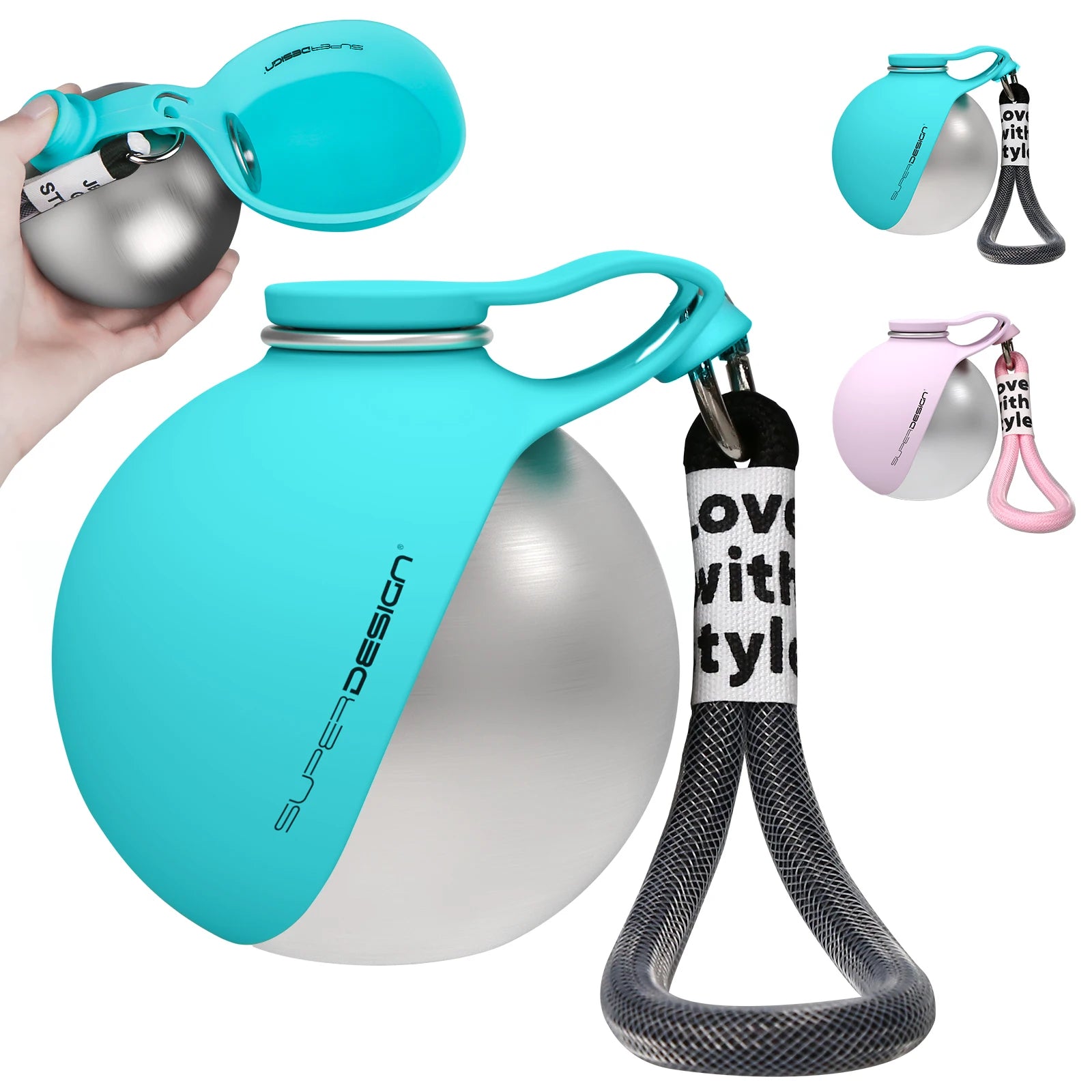 2-in-1 Portable Dog Water Bottle – Leak-Proof Travel Bowl (Stainless Steel)