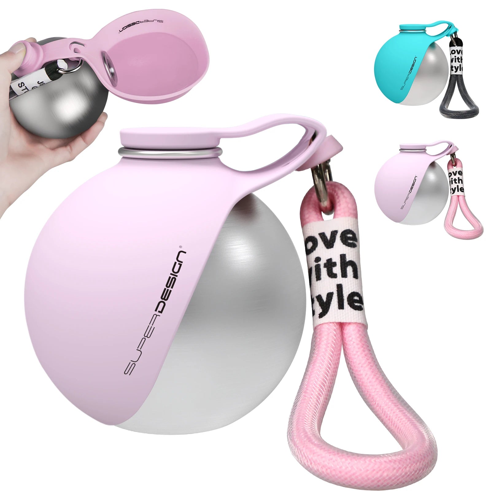 2-in-1 Portable Dog Water Bottle – Leak-Proof Travel Bowl (Stainless Steel)