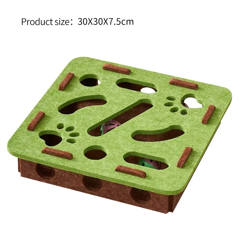 Cat Puzzle Toy Felt Play Box – Interactive Indoor Exercise Toy with Ball