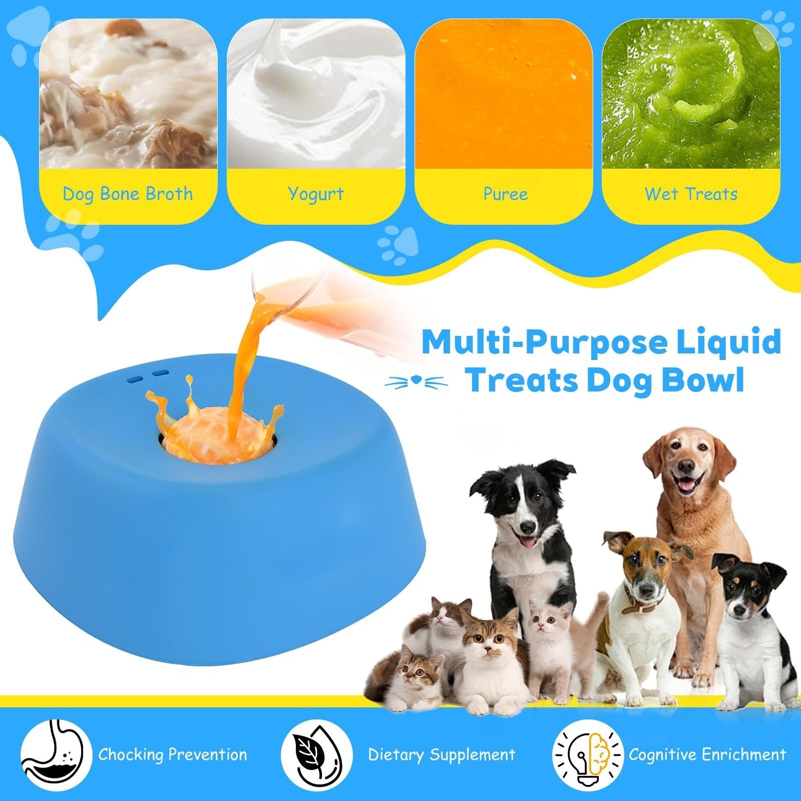 Dog Licking Bowl with Ball